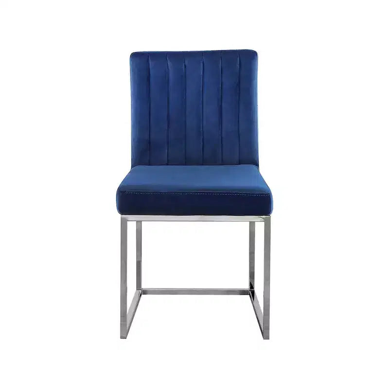 Chaise de salle à manger en velours bleu marine