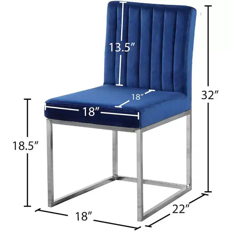 Chaise de salle à manger en velours bleu marine