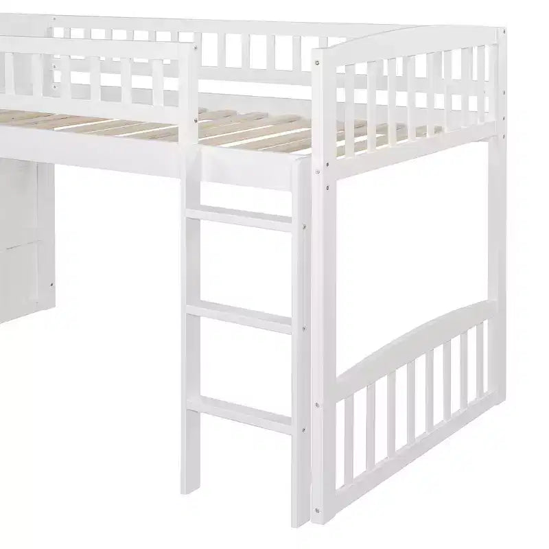 Lit mezzanine double avec toboggan et escalier de rangement pour chambre d'enfant