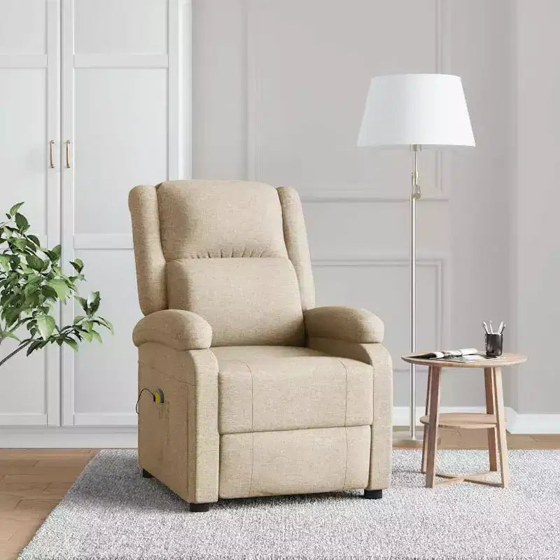 Fauteuil de massage en tissu crème, Fauteuil de massage simple en bois