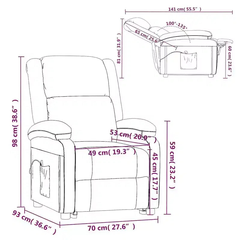 Fauteuil de massage en tissu crème, Fauteuil de massage simple en bois