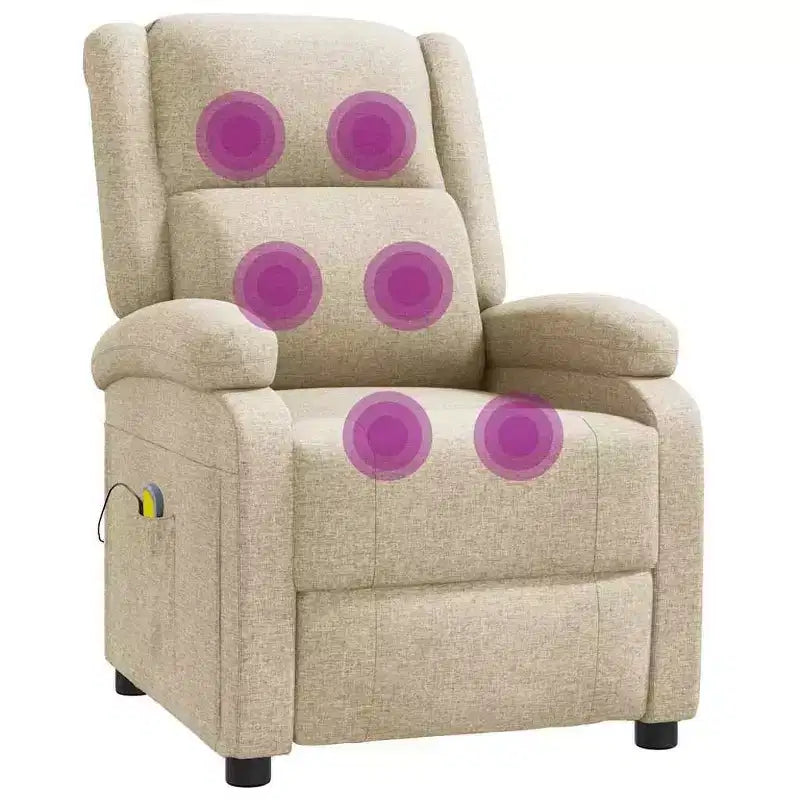 Fauteuil de massage en tissu crème, Fauteuil de massage simple en bois
