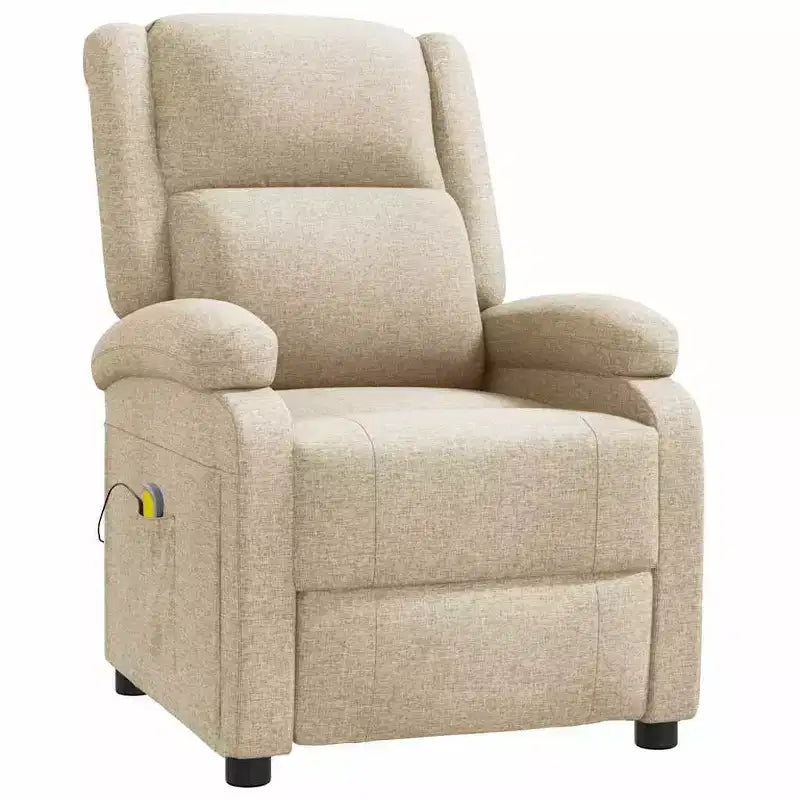 Fauteuil de massage en tissu crème, Fauteuil de massage simple en bois