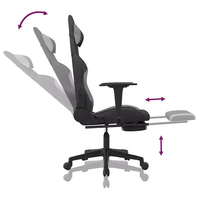 Chaise de jeu en tissu noir et crème (100 % polyester), métal, contreplaqué