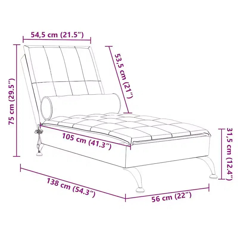 Chauffeuse de massage en tissu bleu (100 % polyester) Individuel