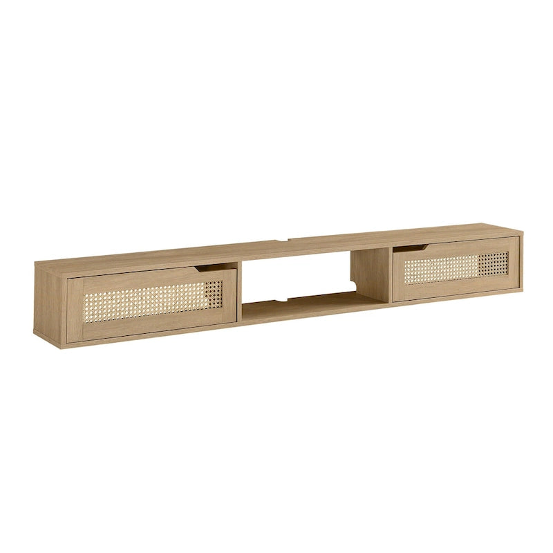 Middlebrook Scandi 70-inch Faux Rattan-Door Floating TV Stand