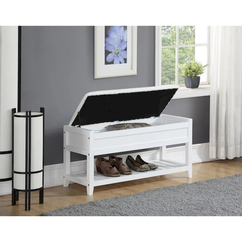 Rouen Seating Bench with Shoe Storage, Espresso