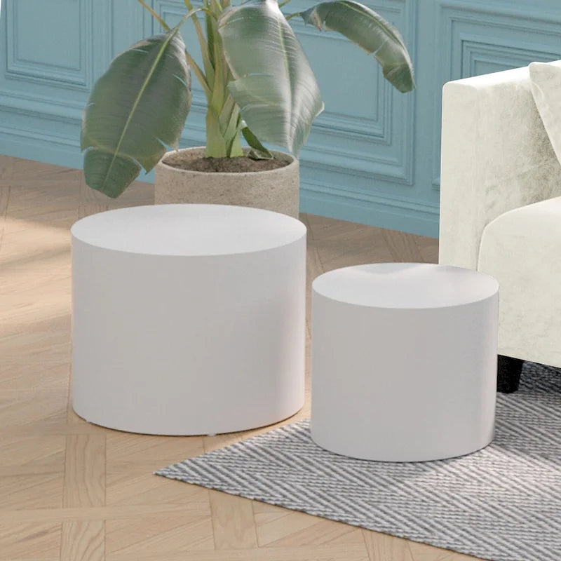 Round Nesting Tables Set, Coffee & End Tables, No Assembly