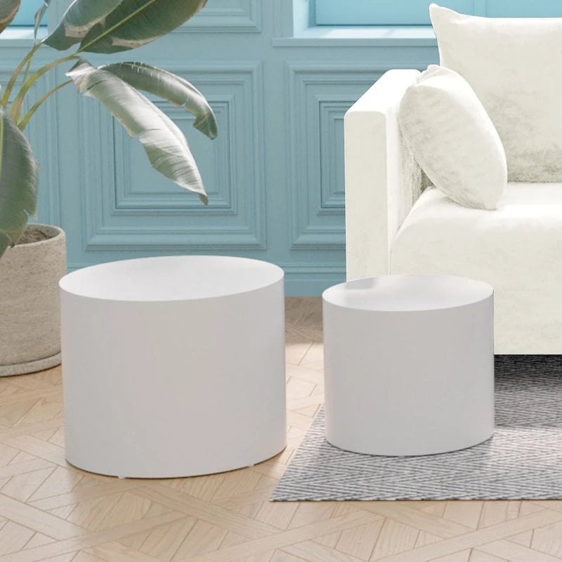 Round Nesting Tables Set, Coffee & End Tables, No Assembly