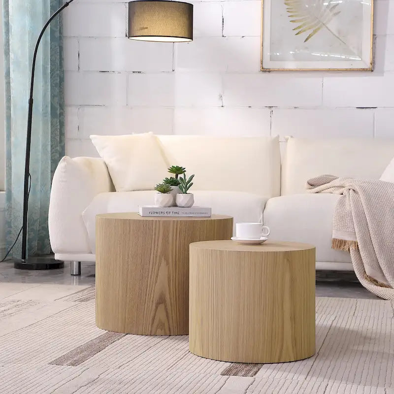 Round Nesting Tables Set, Coffee & End Tables, No Assembly
