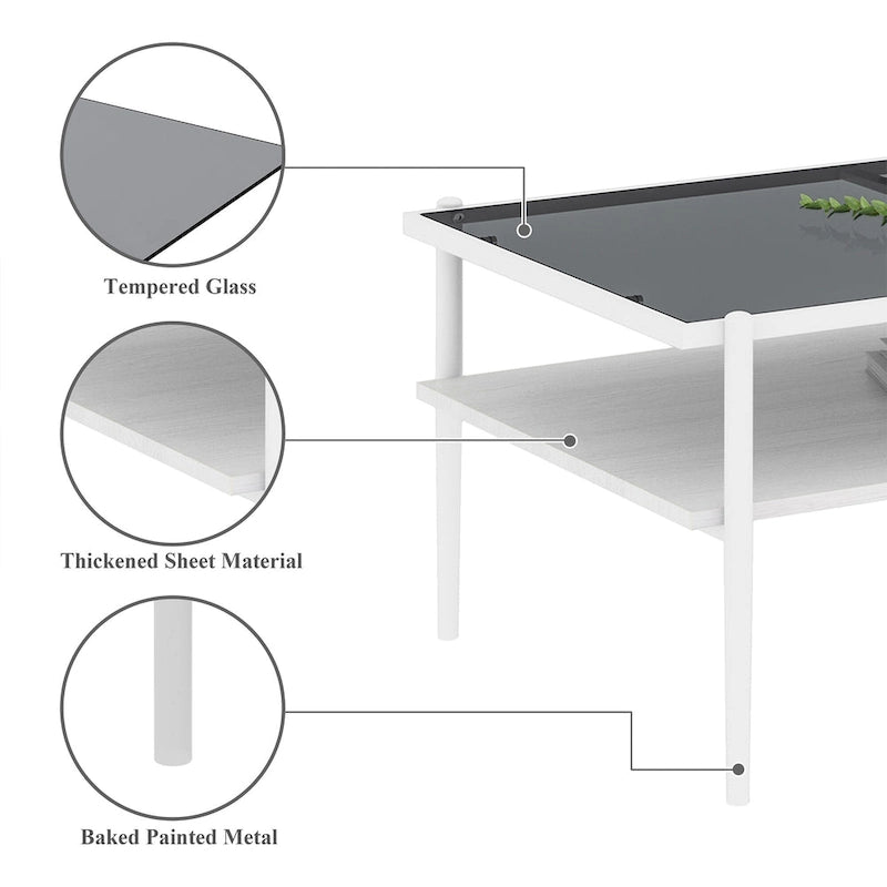Coffee Table and End tables Set of 3, Tempered Glass Table with MDF layer, Modern Tables for Living Room , Gray Glass