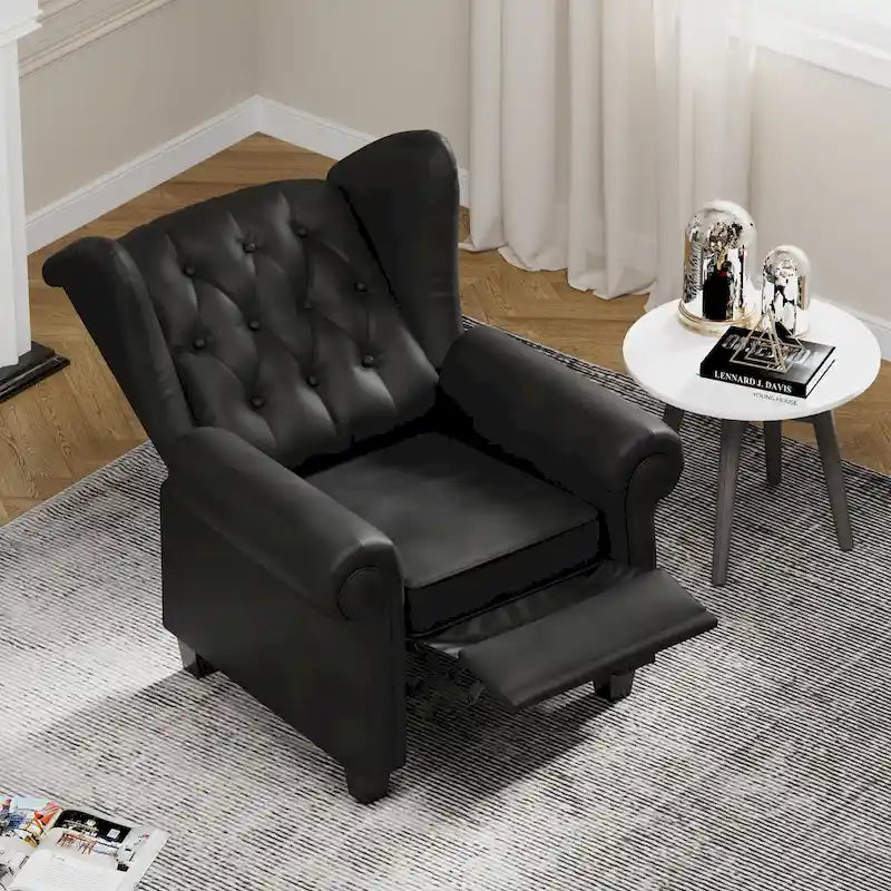 Black 35.04 Adjustable Tufted Arm Chair with Sturdy Legs