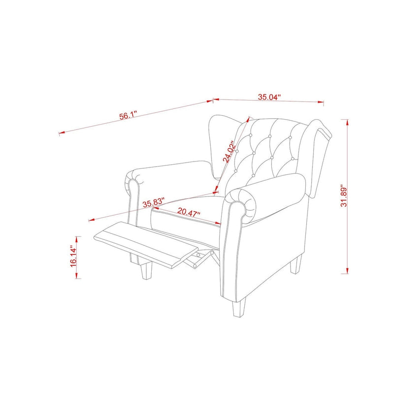 Black 35.04 Adjustable Tufted Arm Chair with Sturdy Legs