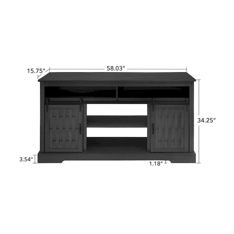 58.03 Fireplace TV Stand with Electric Fireplace and Sliding Barn Doors for TVs Up to 65