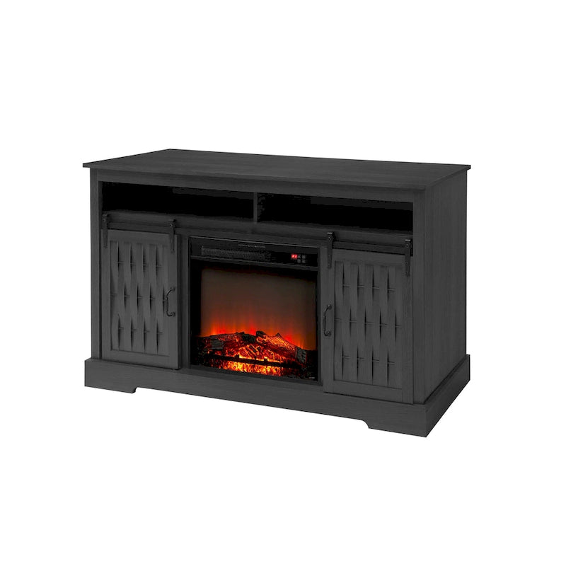 58.03 Fireplace TV Stand with Electric Fireplace and Sliding Barn Doors for TVs Up to 65