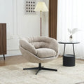 Chenille Upholstered 360 Swivel Club Chair/Accent Chair with Removable Cushion, Round Office Chair with Black Metal Base