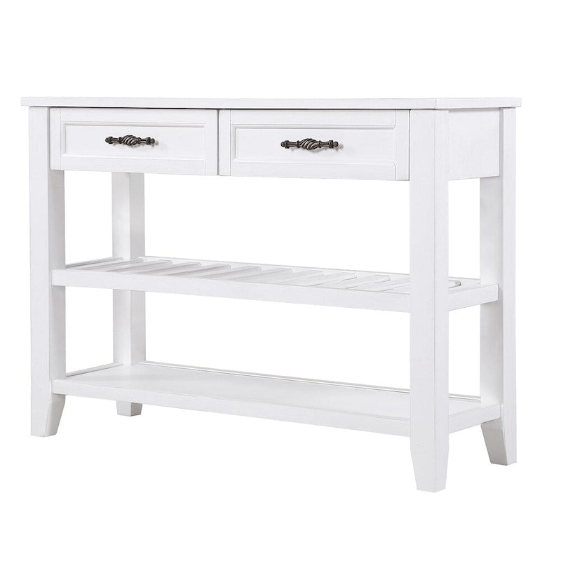 42 Wood Sofa Table with 2 Storage Drawers and 2 Tiers Shelves