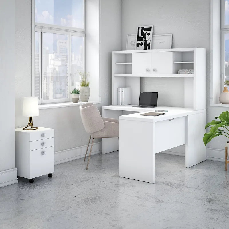 Echo L Shaped Desk with Hutch and Drawers by Bush Business Furniture