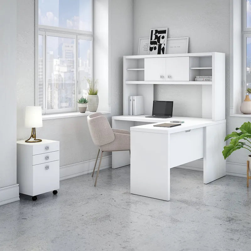 Echo L Shaped Desk with Hutch and Drawers by Bush Business Furniture