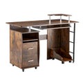 Traditional Curved Computer Desk with Keyboard Tray and Storage Shelves and Device Drawer for Small Home Office or Study Room
