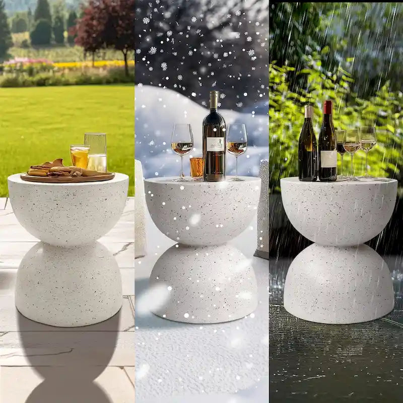 Lightweight Concrete Side Table with Speckled Design End Table Indoor Outdoor
