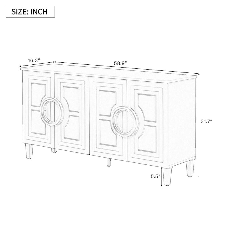 59 4-Door Console Table with Round Handles