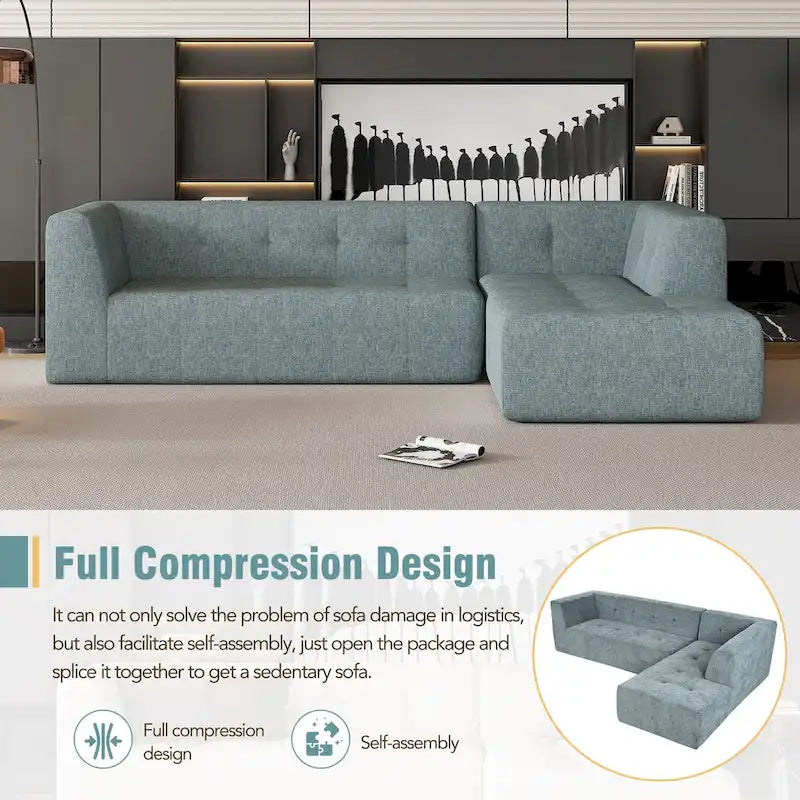 L-Shaped Modular Modular Combination Living Room Sofa Set Modern Minimalist Sofa, Upholstered Deep Seat Couches