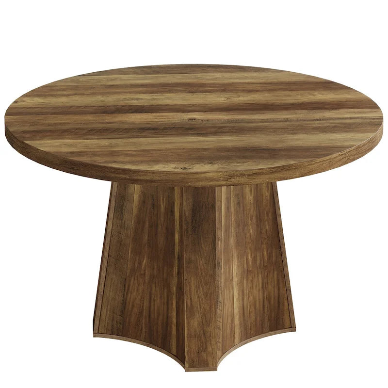 47 Industrial Round Dining Table with Pedestal for 4-6 People