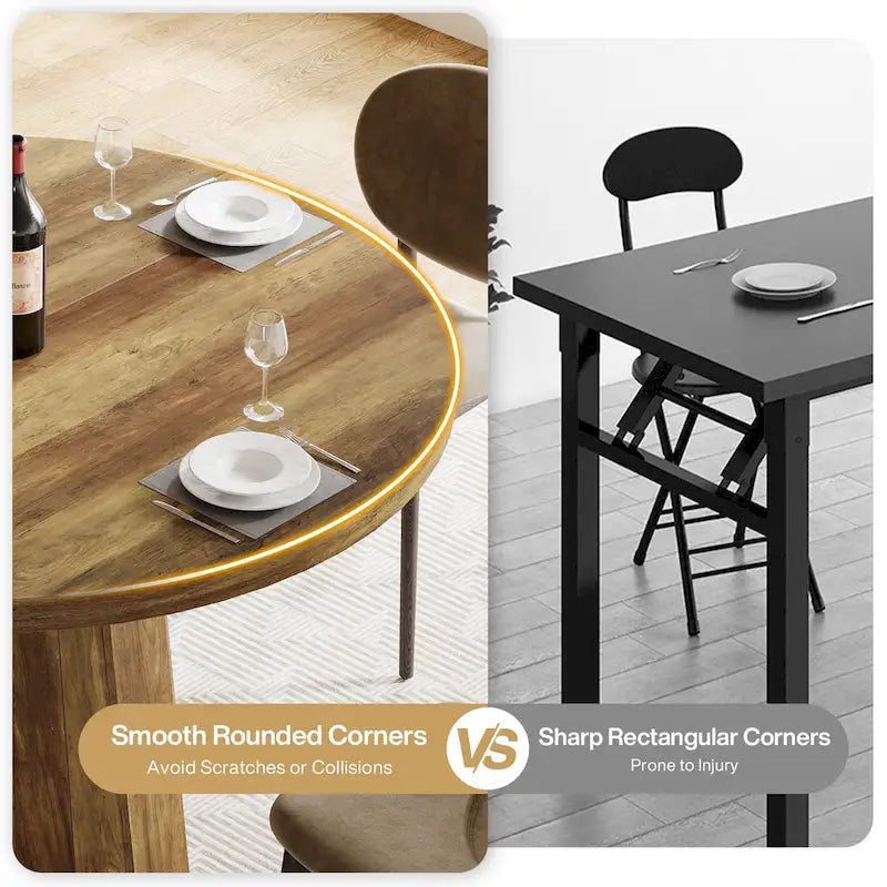 47 Industrial Round Dining Table with Pedestal for 4-6 People