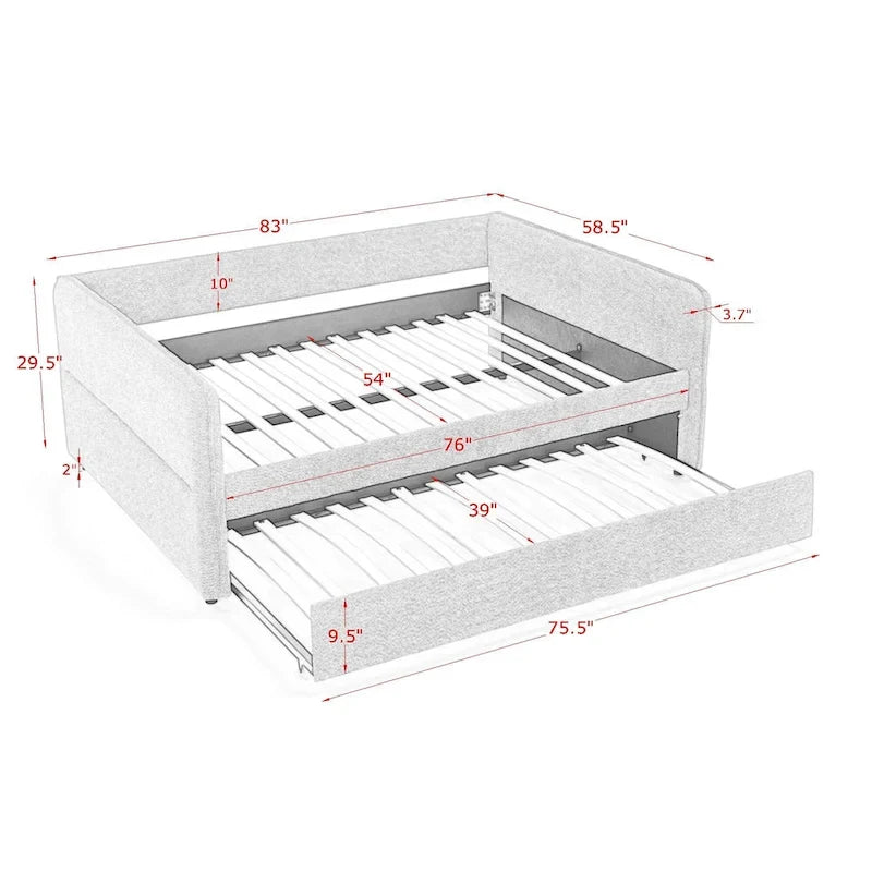 Full Boucle Daybed with Trundle