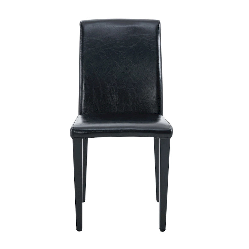 Leather Dining Chair Set of 2 High Back Armless Side Chair Soft Cushion Chair with Metal Legs for Living Room Kitchen
