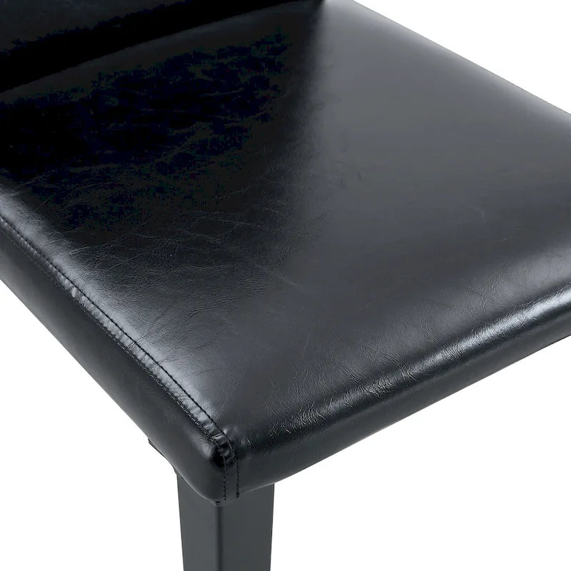 Leather Dining Chair Set of 2 High Back Armless Side Chair Soft Cushion Chair with Metal Legs for Living Room Kitchen
