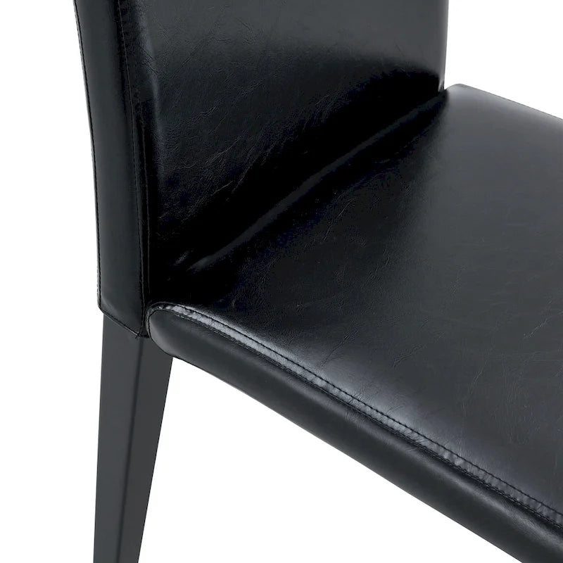 Leather Dining Chair Set of 2 High Back Armless Side Chair Soft Cushion Chair with Metal Legs for Living Room Kitchen