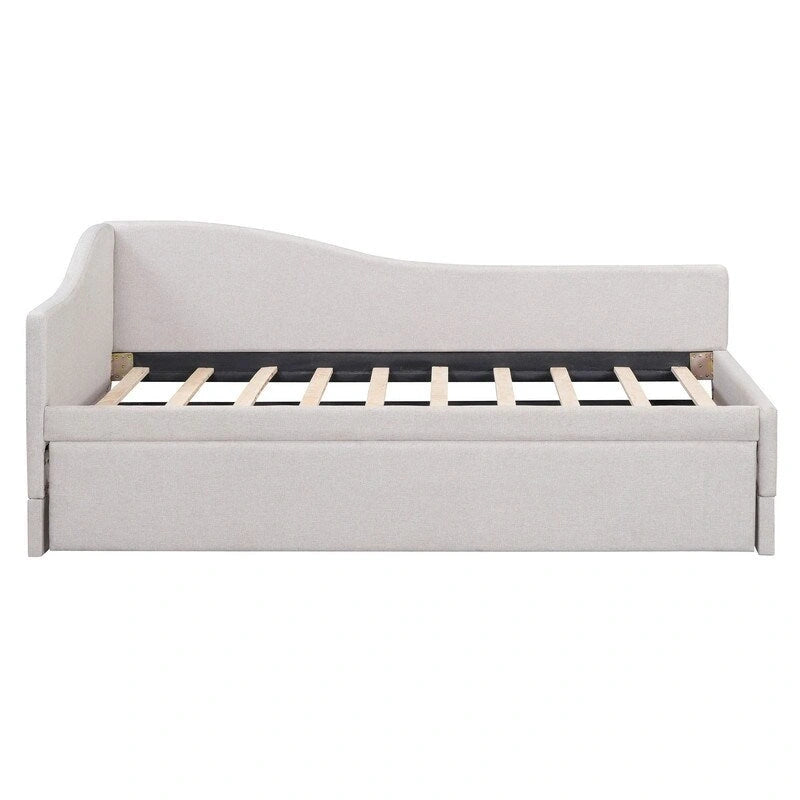 Twin-Size L-Shaped Upholstered Daybed With Pop-Up Trundle