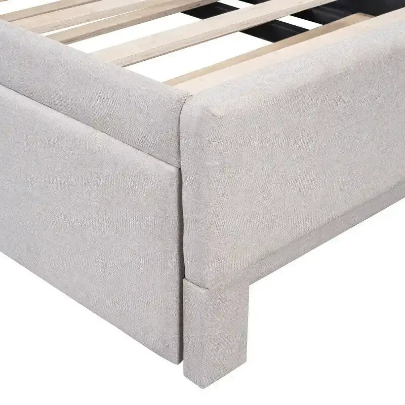 Twin-Size L-Shaped Upholstered Daybed With Pop-Up Trundle