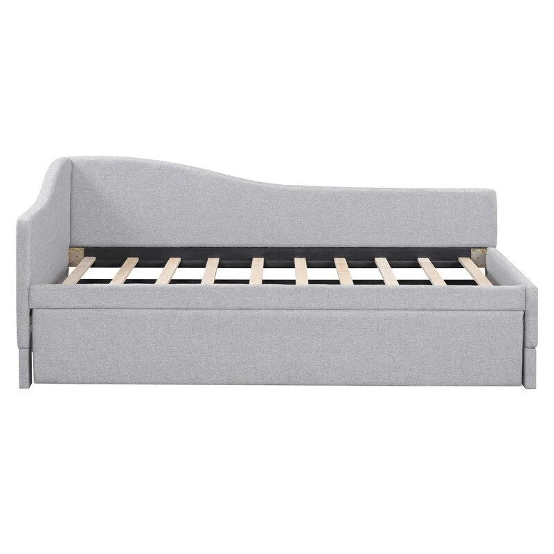 Twin-Size L-Shaped Upholstered Daybed With Pop-Up Trundle