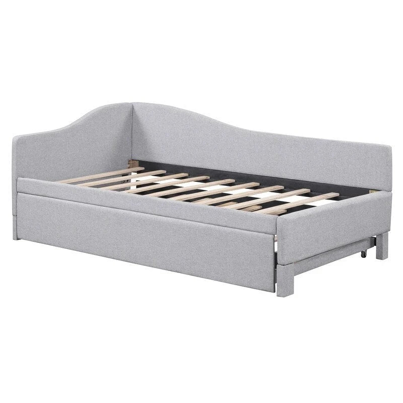 Twin-Size L-Shaped Upholstered Daybed With Pop-Up Trundle