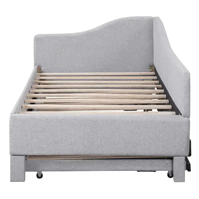 Twin-Size L-Shaped Upholstered Daybed With Pop-Up Trundle