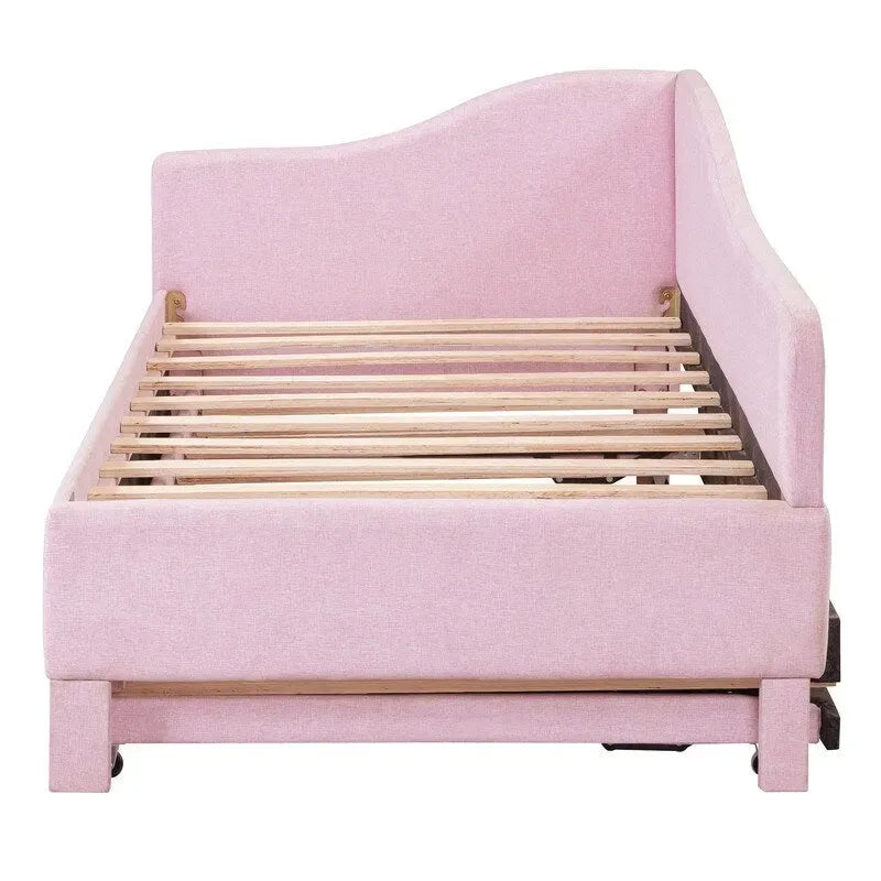 Twin-Size L-Shaped Upholstered Daybed With Pop-Up Trundle