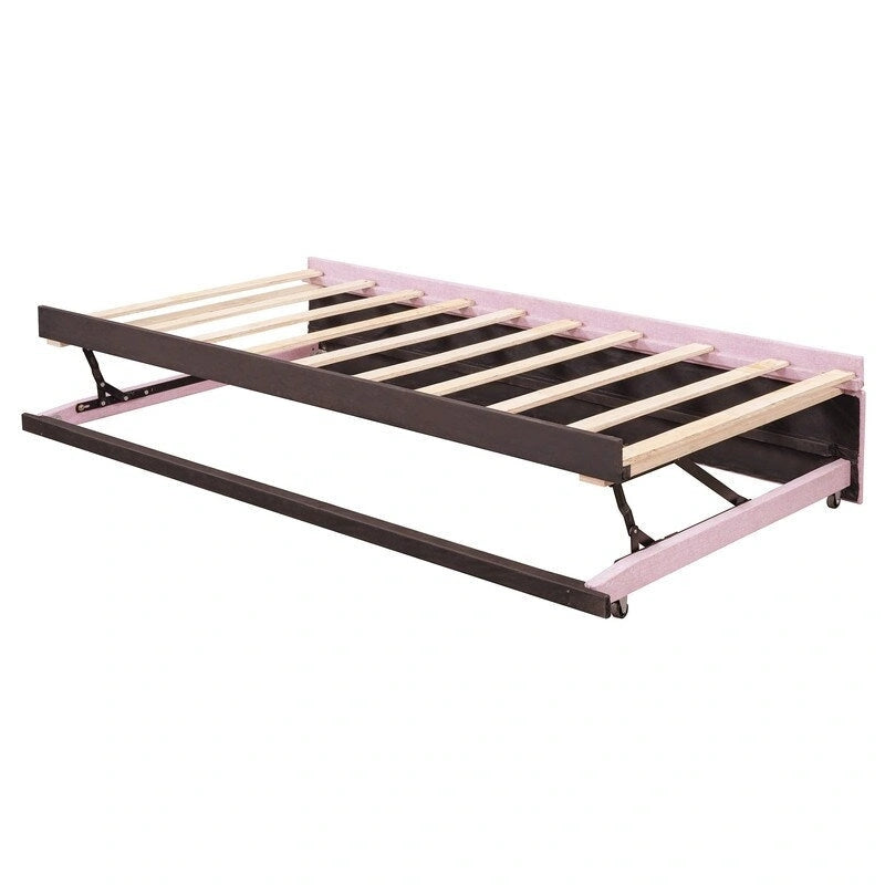 Twin-Size L-Shaped Upholstered Daybed With Pop-Up Trundle