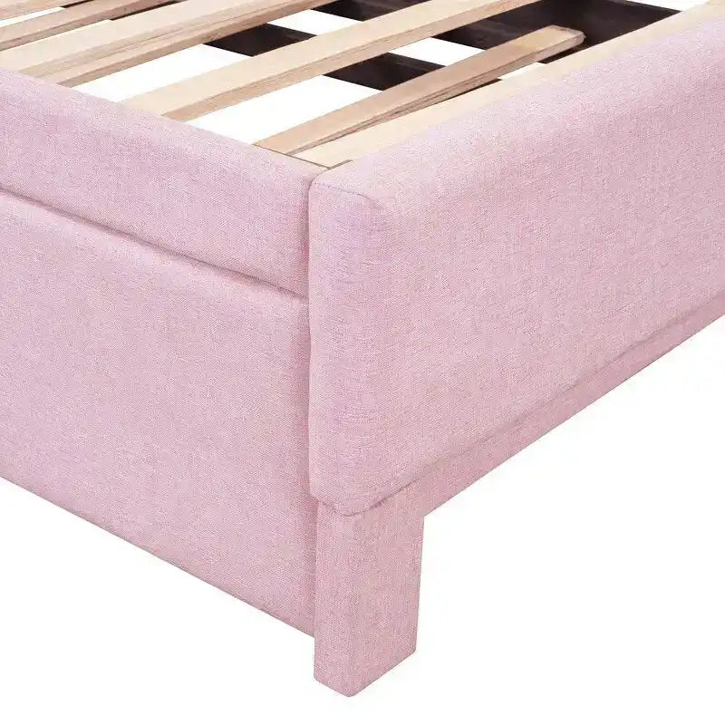 Twin-Size L-Shaped Upholstered Daybed With Pop-Up Trundle