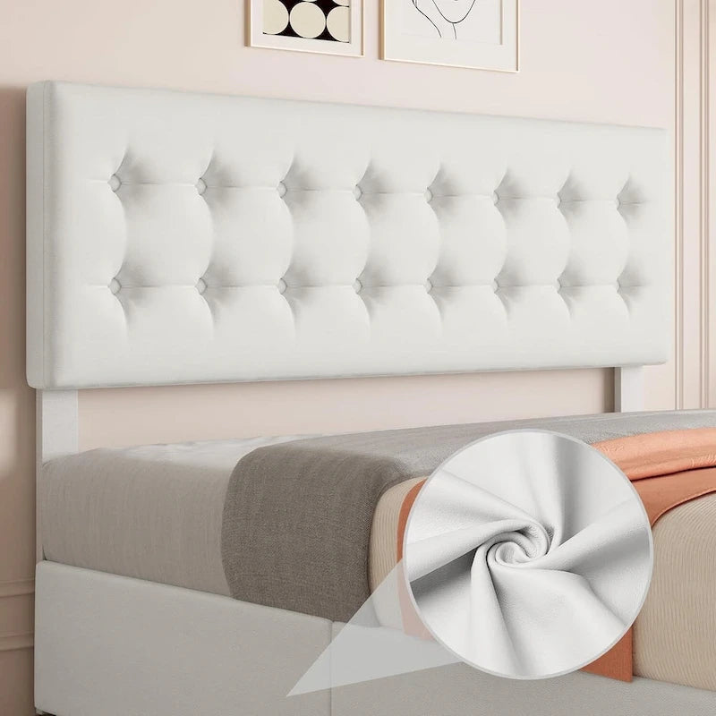 Bed Frame with Adjustable Headboard and 4 Storage Drawers