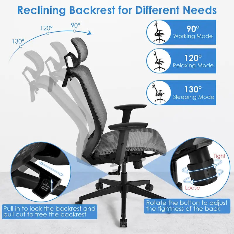 Costway Ergonomic High Back Mesh Office Chair Recliner Task Chair - See Details