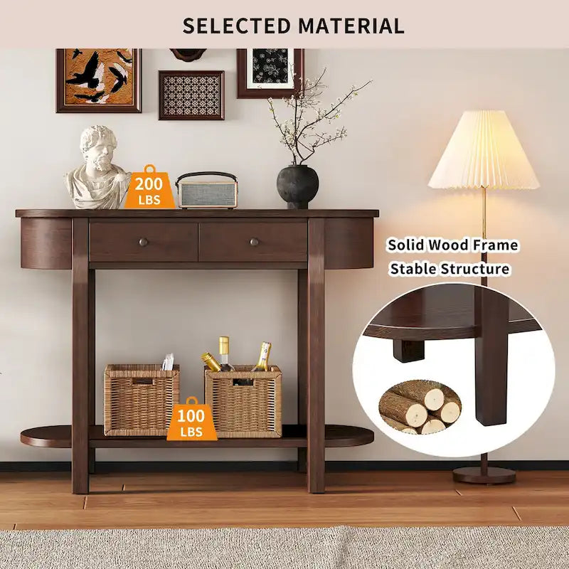Vintage Console Table, Glossy Sofa Table for Entryway and Living Room