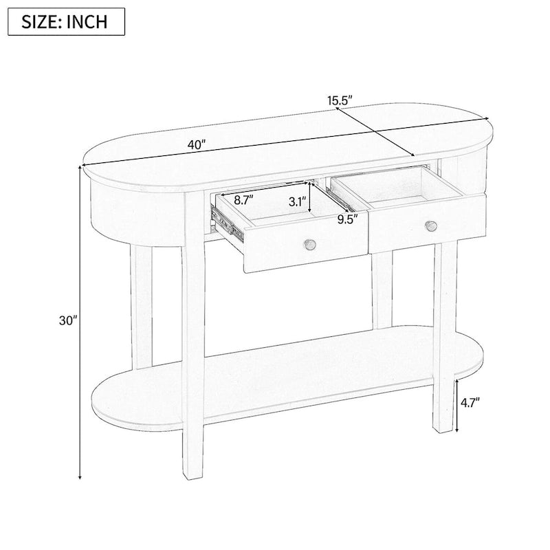 Vintage Console Table, Glossy Sofa Table for Entryway and Living Room