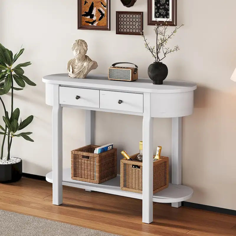 Vintage Console Table, Glossy Sofa Table for Entryway and Living Room