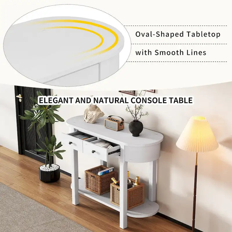 Vintage Console Table, Glossy Sofa Table for Entryway and Living Room