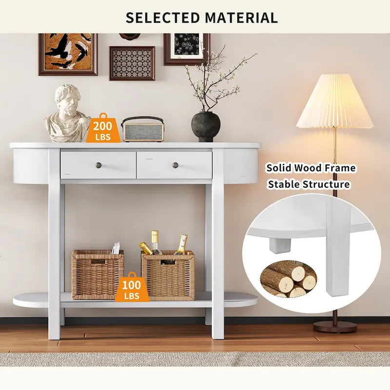 Vintage Console Table, Glossy Sofa Table for Entryway and Living Room