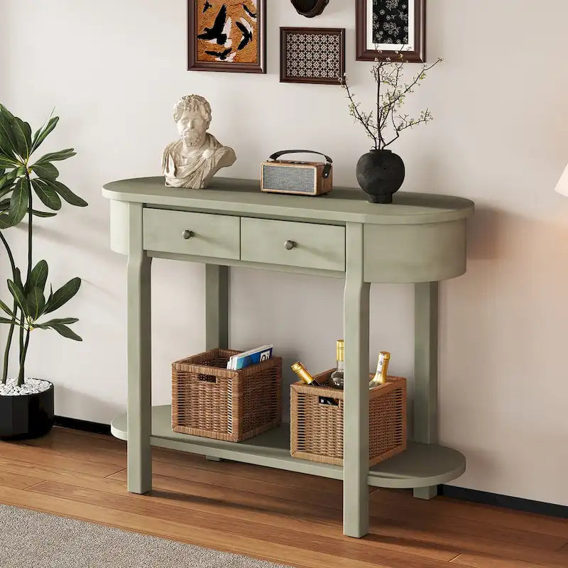 Vintage Console Table, Glossy Sofa Table for Entryway and Living Room