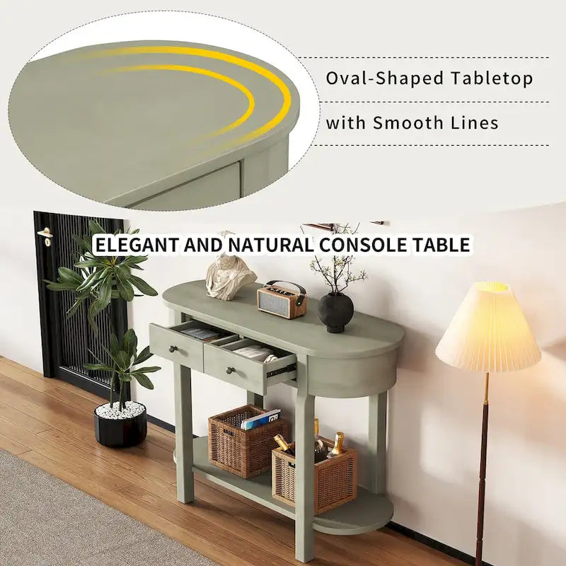 Vintage Console Table, Glossy Sofa Table for Entryway and Living Room
